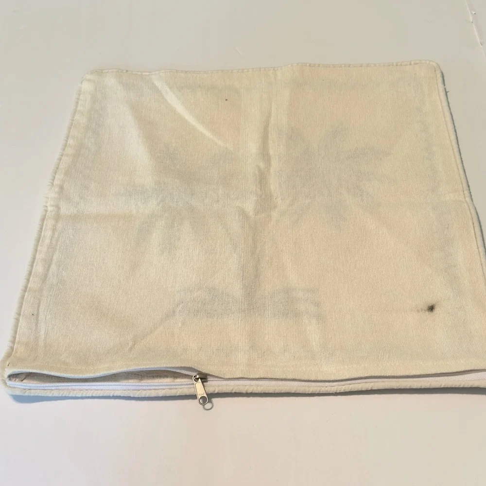 Navy Blue Embroidered Palm Tree Cream Throw Pillow Cover 15.5X15.5